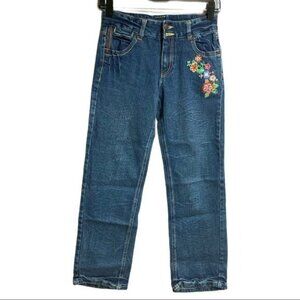Mary Kate & Ashley Kids/Girls Embroidered Straight Leg Blue Denim Jeans Size 12
